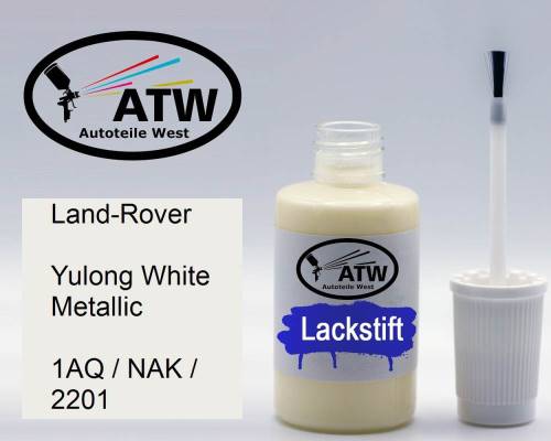 Land-Rover, Yulong White Metallic, 1AQ / NAK / 2201: 20ml Lackstift, von ATW Autoteile West.